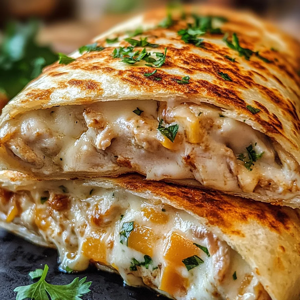 Cheesy Garlic Chicken Wraps