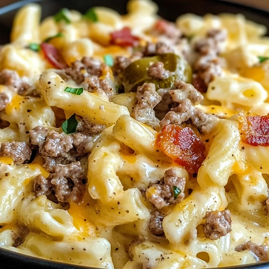 Creamy Loaded Cheeseburger Alfredo Pasta Recipe