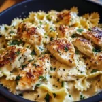 Mozzarella Garlic Butter Chicken Bowties in Cheesy Cream