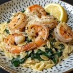 One Pan Creamy Parmesan Orzo with Shrimp