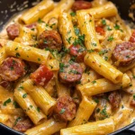 One Pot Creamy Cajun Sausage Pasta