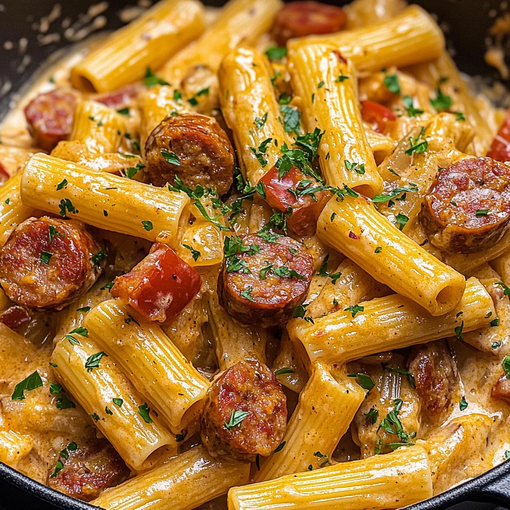 One Pot Creamy Cajun Sausage Pasta