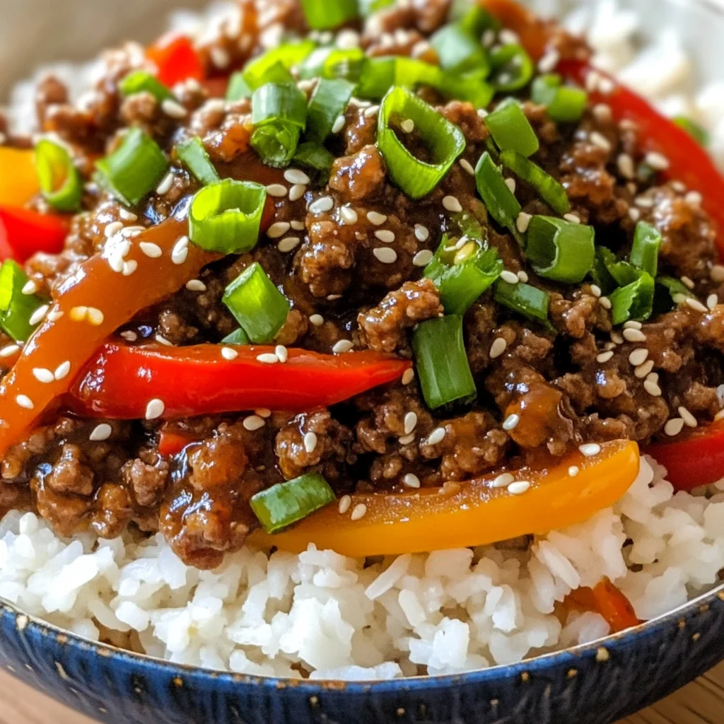 Asian-Inspired Ground Beef & Pepper Rice Bowls