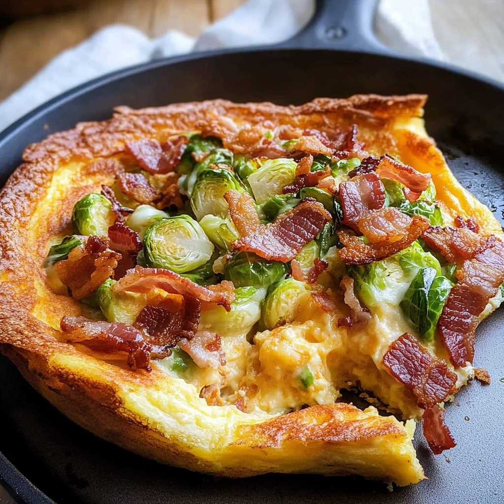 Cheddar Dutch Baby with Bacon and Brussels Sprouts