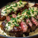 Garlic Butter Steak With Parmesan Cream Sauce