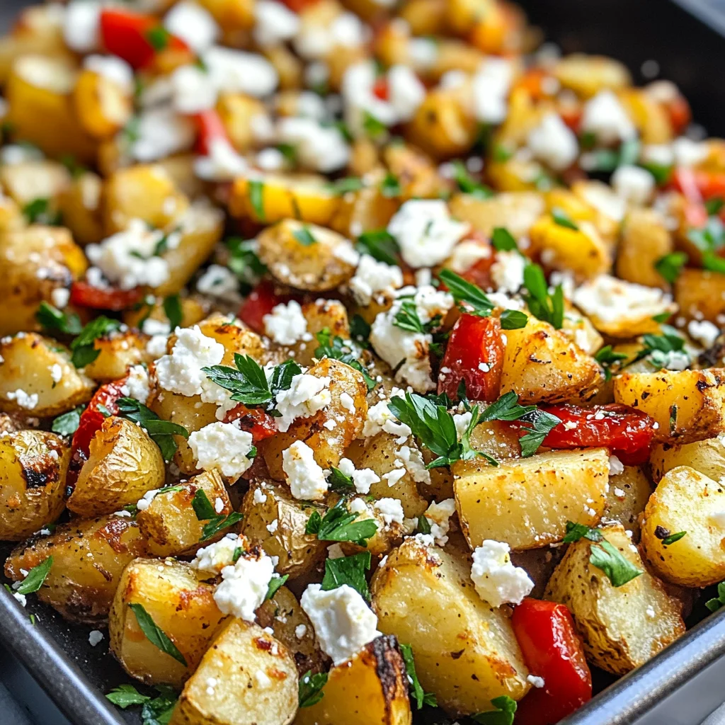 Greek Roasted Potatoes With Peppers & Feta