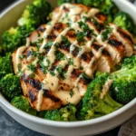 Grilled Chicken & Broccoli Bowls with Creamy Garlic Sauce