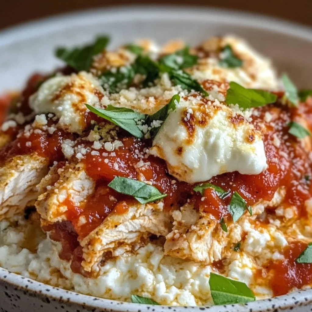 High Protein Chicken Parm Cottage Cheese Bowl