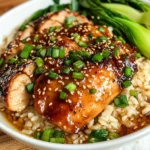 Honey Soy Glazed Chicken with Garlic Ginger Brothy Rice