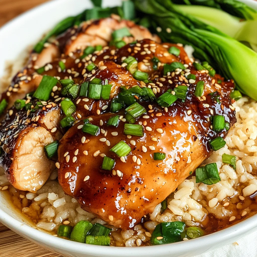Honey Soy Glazed Chicken with Garlic Ginger Brothy Rice